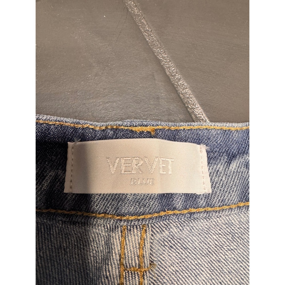 Vervet Blue Distressed Denim Shorts Light Wash High Rise Cuffed T5197 Size M - Picture 2 of 6